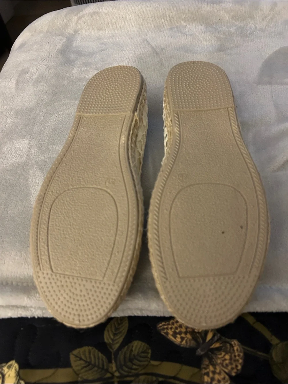 Women's Cream Lace Espadrille Slip-On Flats